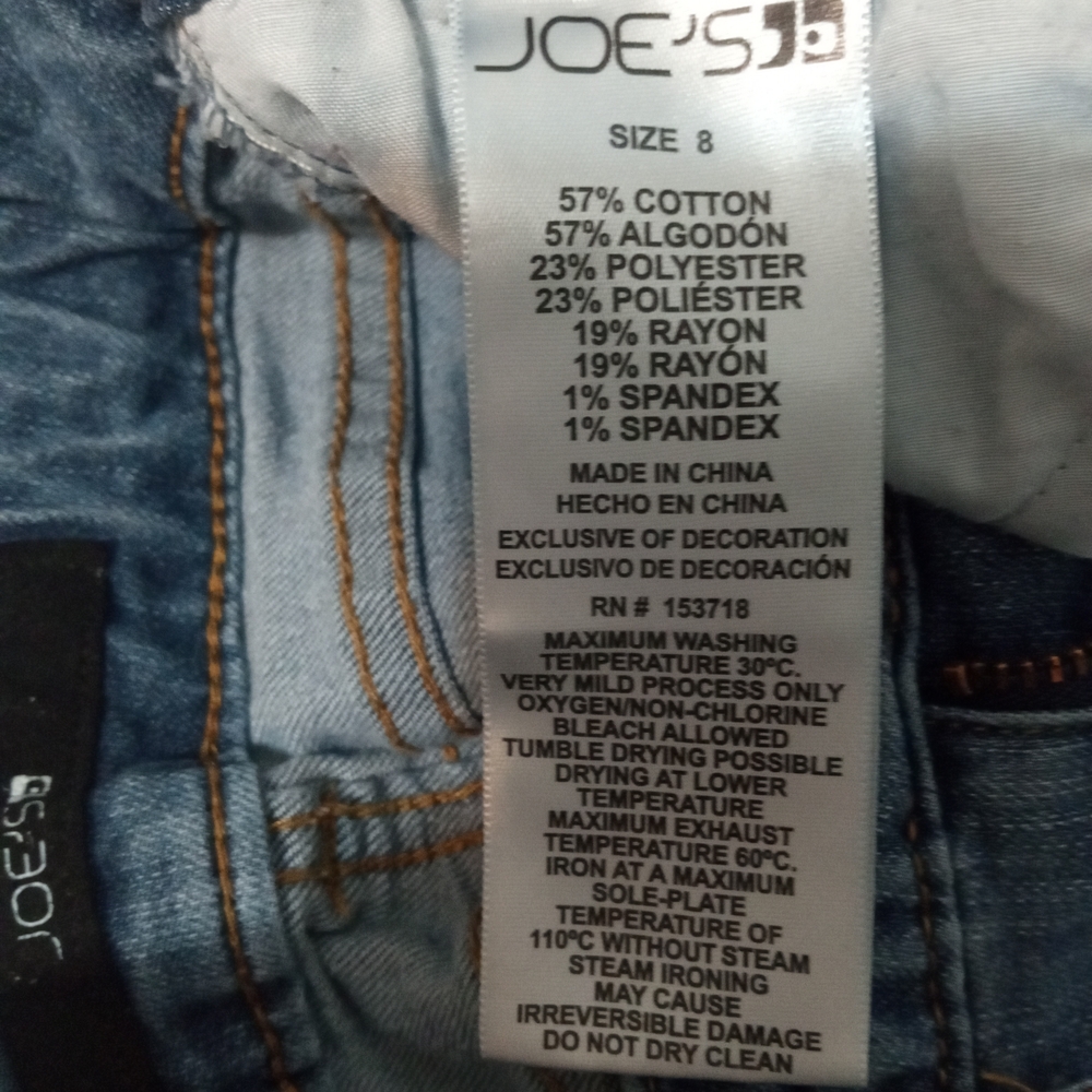 Joe's Jeans Girls Blue Skinny Jeans with Tulip Frayed Hem - Size 8 - Picture 8 of 9